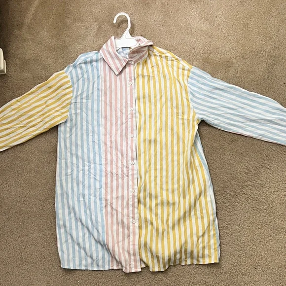 Striped Pastel Button Down Shirt - Picture 2 of 3